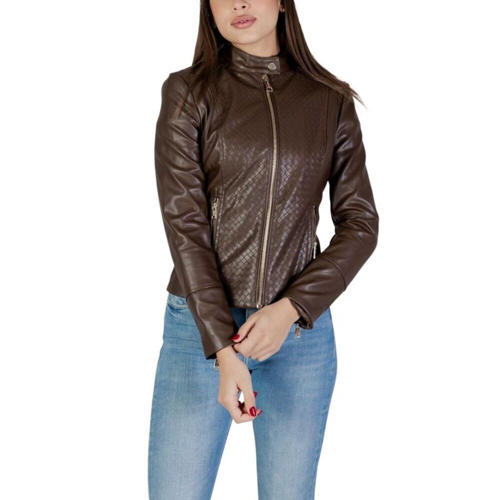 Guess Brown Polyethylene Biker Women's Jacket